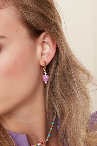 Pendientes corazón de colores - colección #summergirls Morado Ceramics h5 Imagen3